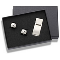 Rounded w/ Dimple Cufflink & Money Clip Set with 2-Piece Gift Box